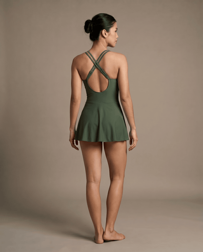 Twist Package Cross Skirt One-piece Swimsuit