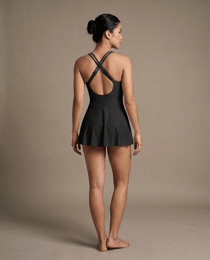 Twist Package Cross Skirt One-piece Swimsuit