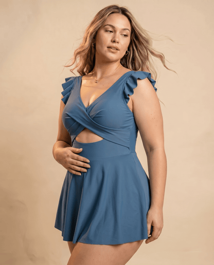 Women's Casual Flounced One-piece Swimsuit - Hexalty