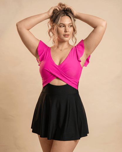 Women's Casual Flounced One-piece Swimsuit - Hexalty
