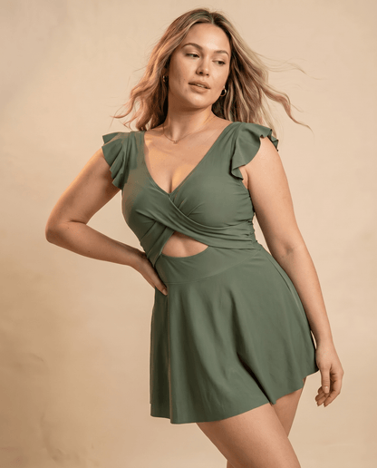Women's Casual Flounced One-piece Swimsuit - Hexalty